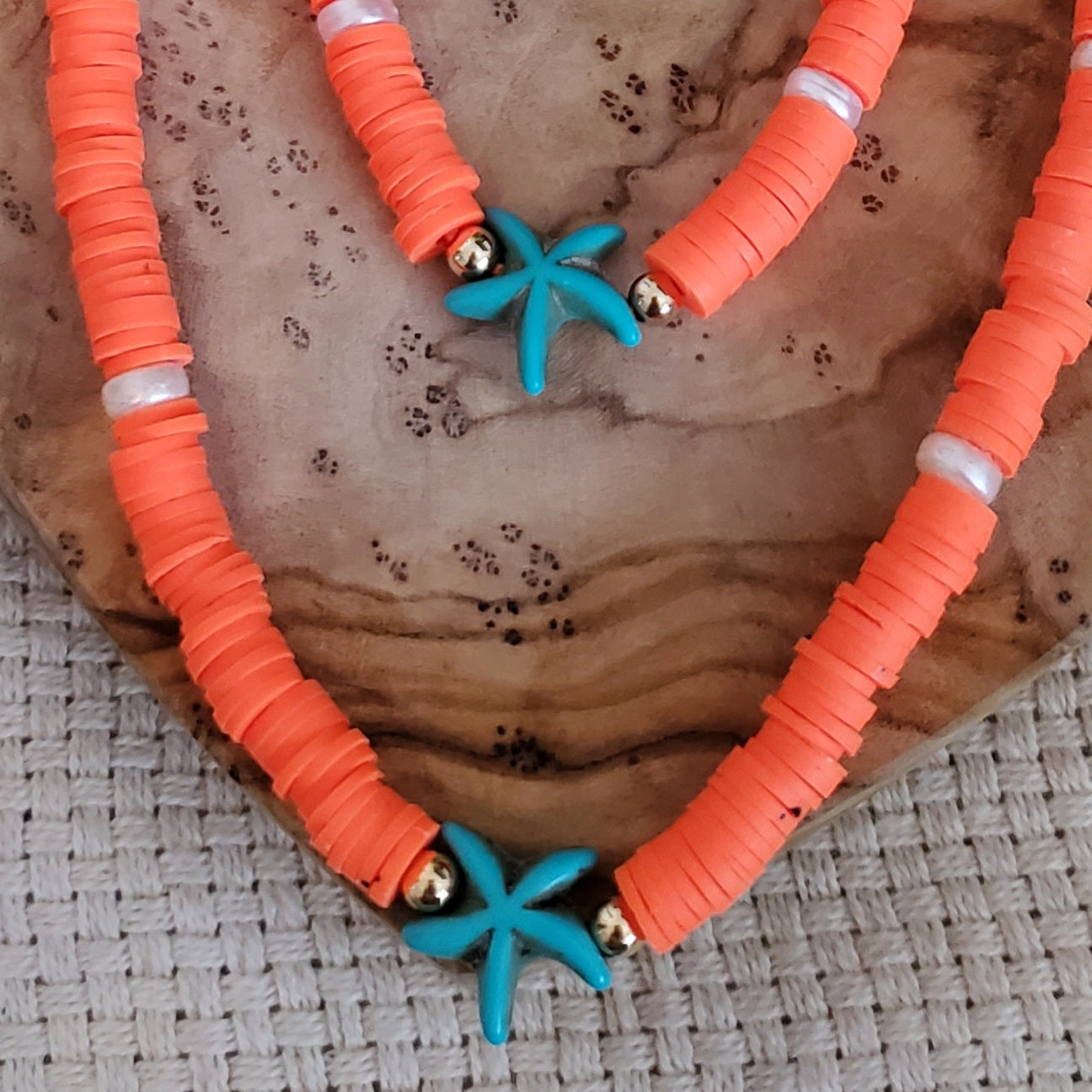 Orange Disc Necklace Beach Collection