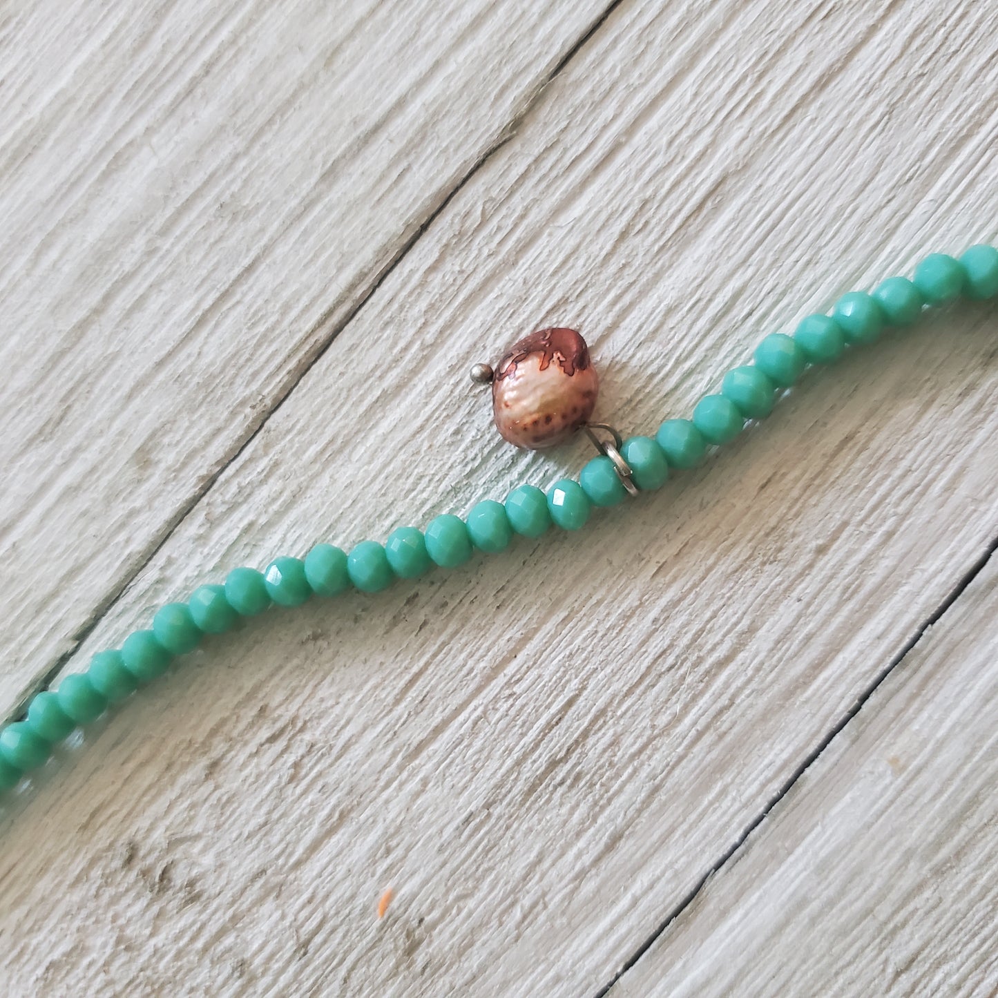 Aqua Beads/White Buzio Necklace Beach Collection