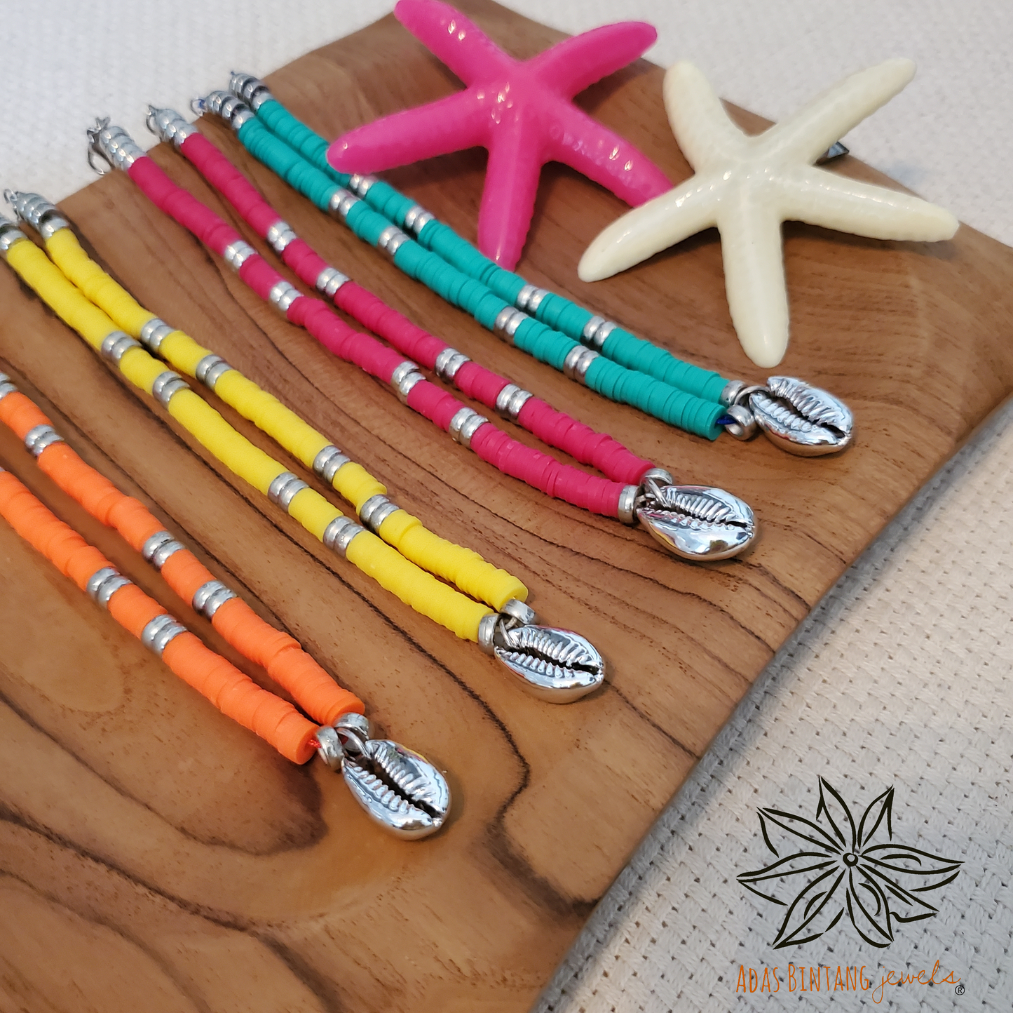 Orange Discs/Silver Buzio Necklace Beach Collection