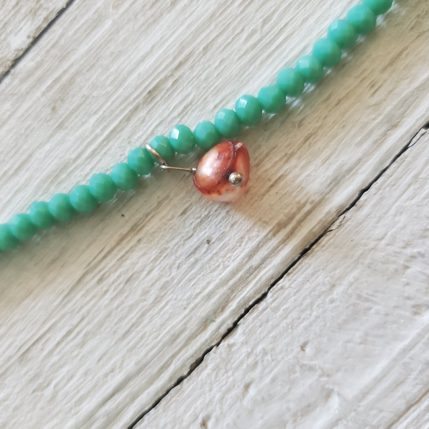 Aqua Beads/White Buzio Necklace Beach Collection