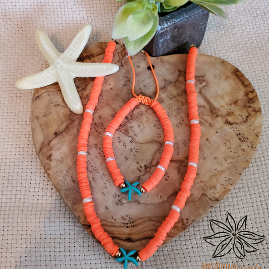 Orange Disc  Necklace Beach Collection
