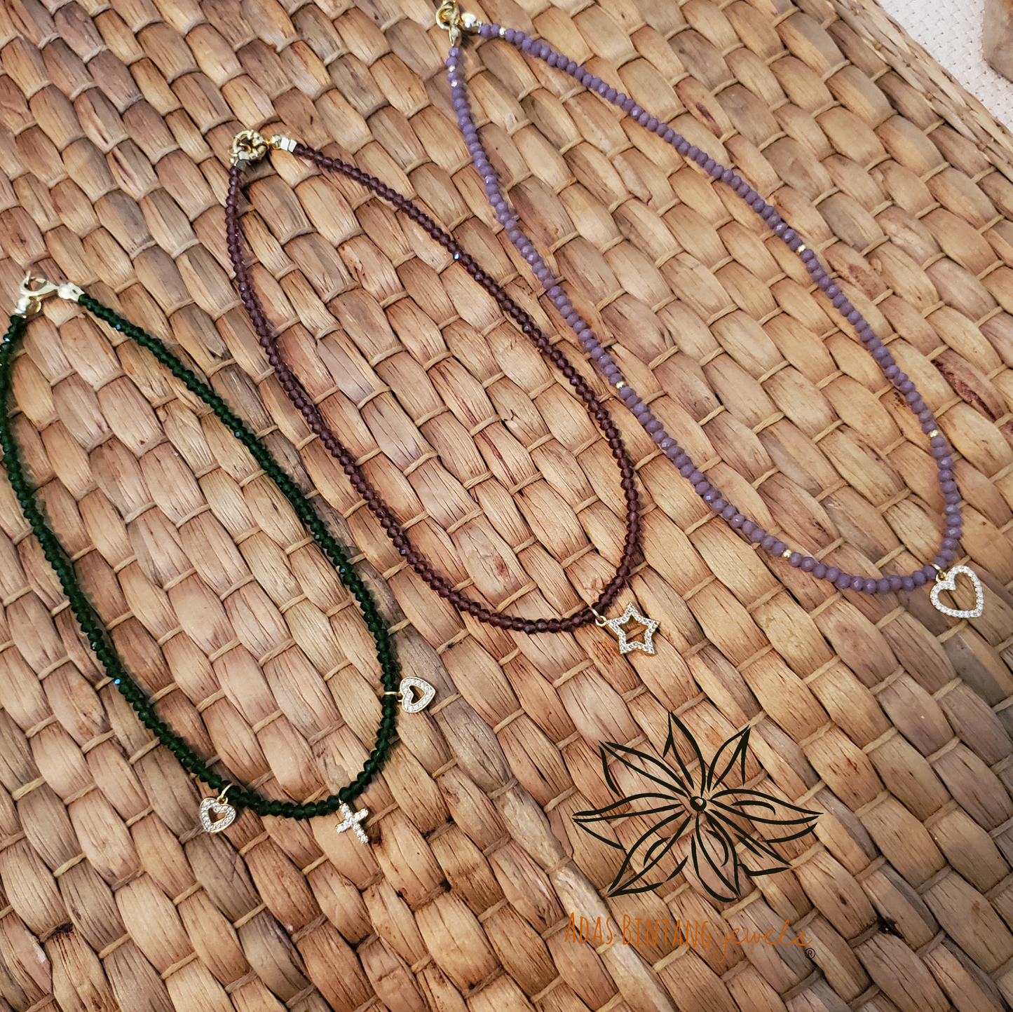 Bicone Glass Beads / Amethyst Necklace
