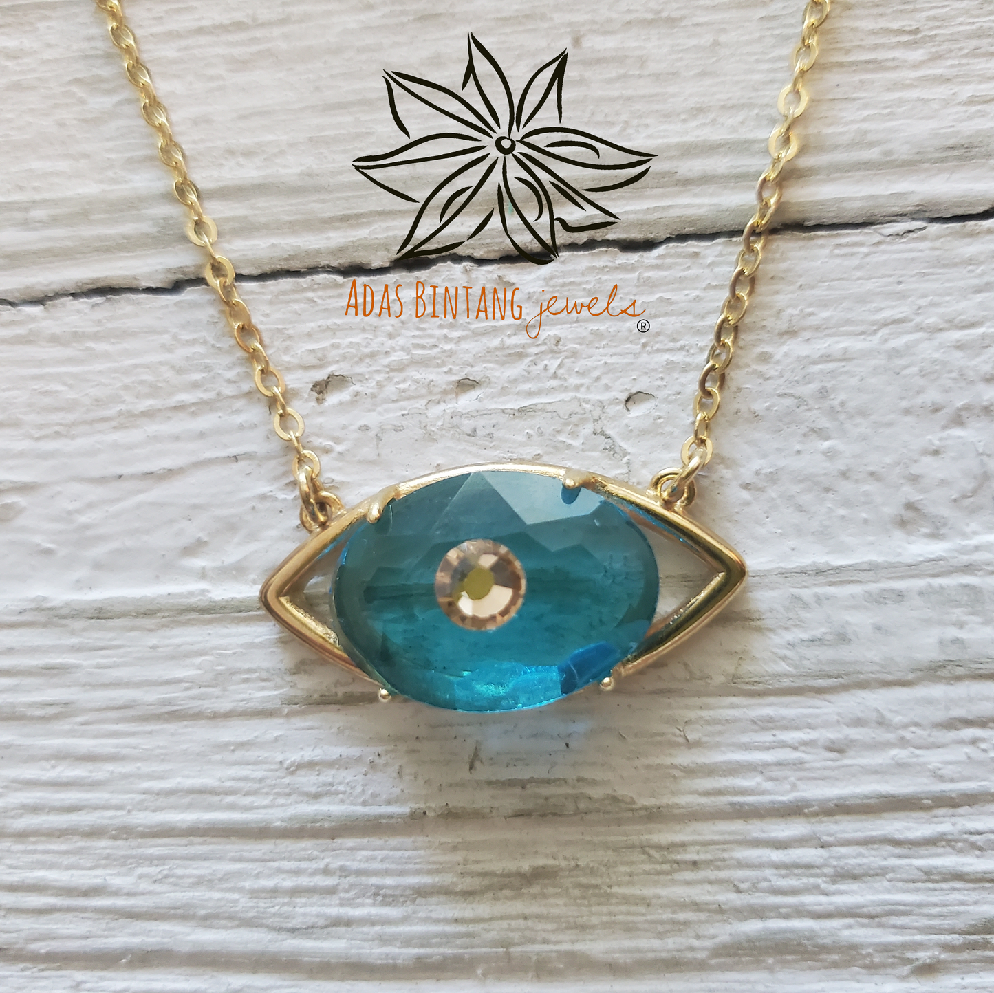 Lucky Eye Necklace Blue Glass Stone