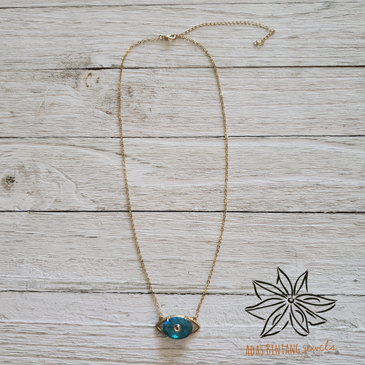 Lucky Eye Necklace Blue Glass Stone