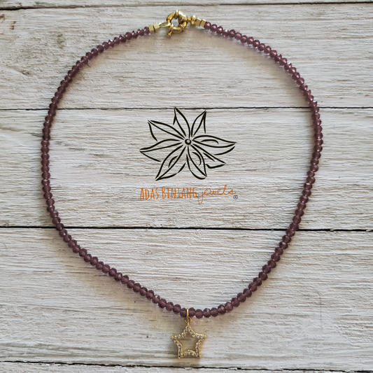 Bicone Glass Beads / Amethyst Necklace