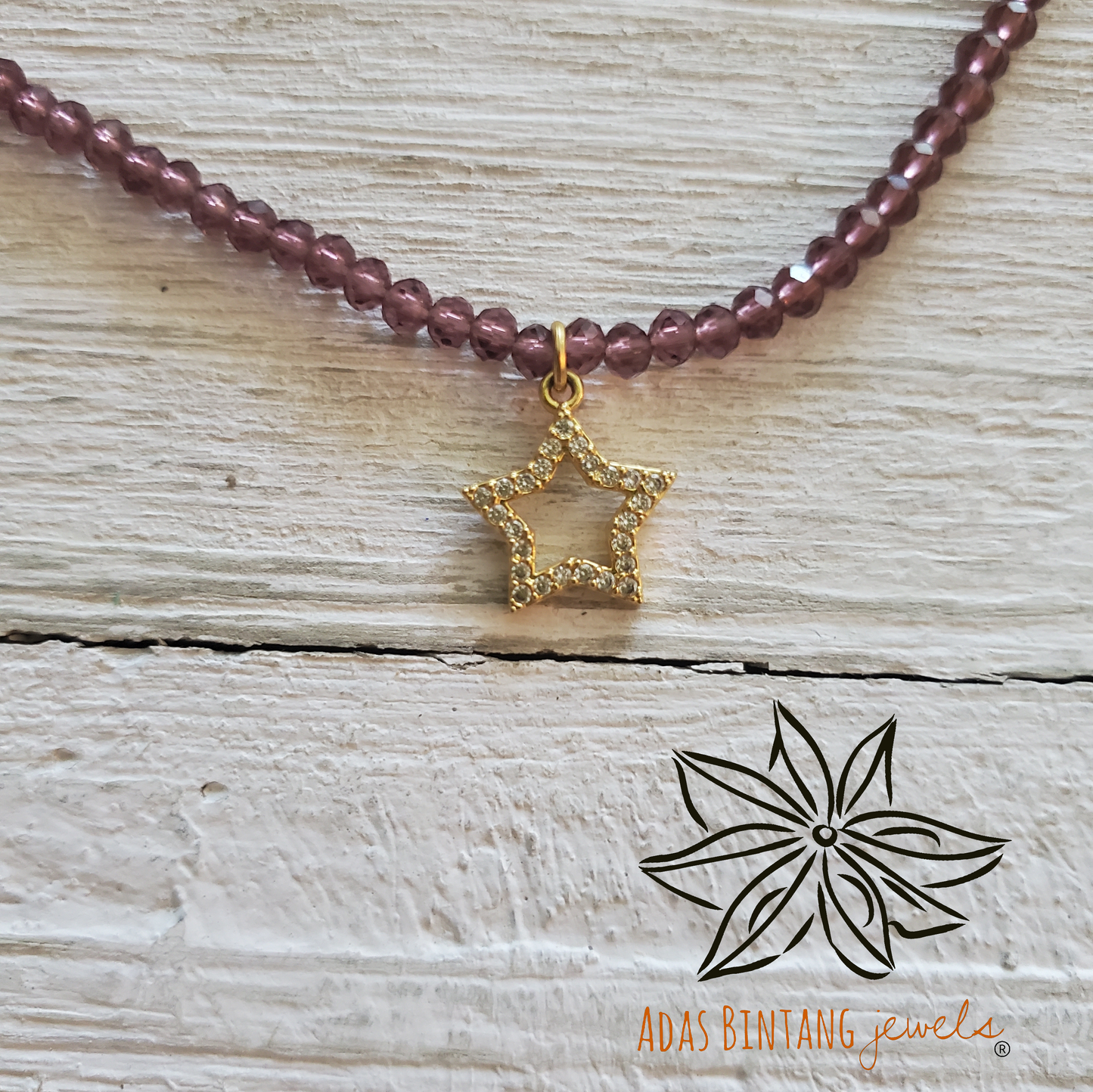 Bicone Glass Beads / Amethyst Necklace
