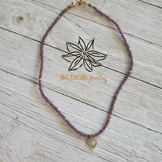 Bicone Glass Beads / Rose Alabaster Necklace