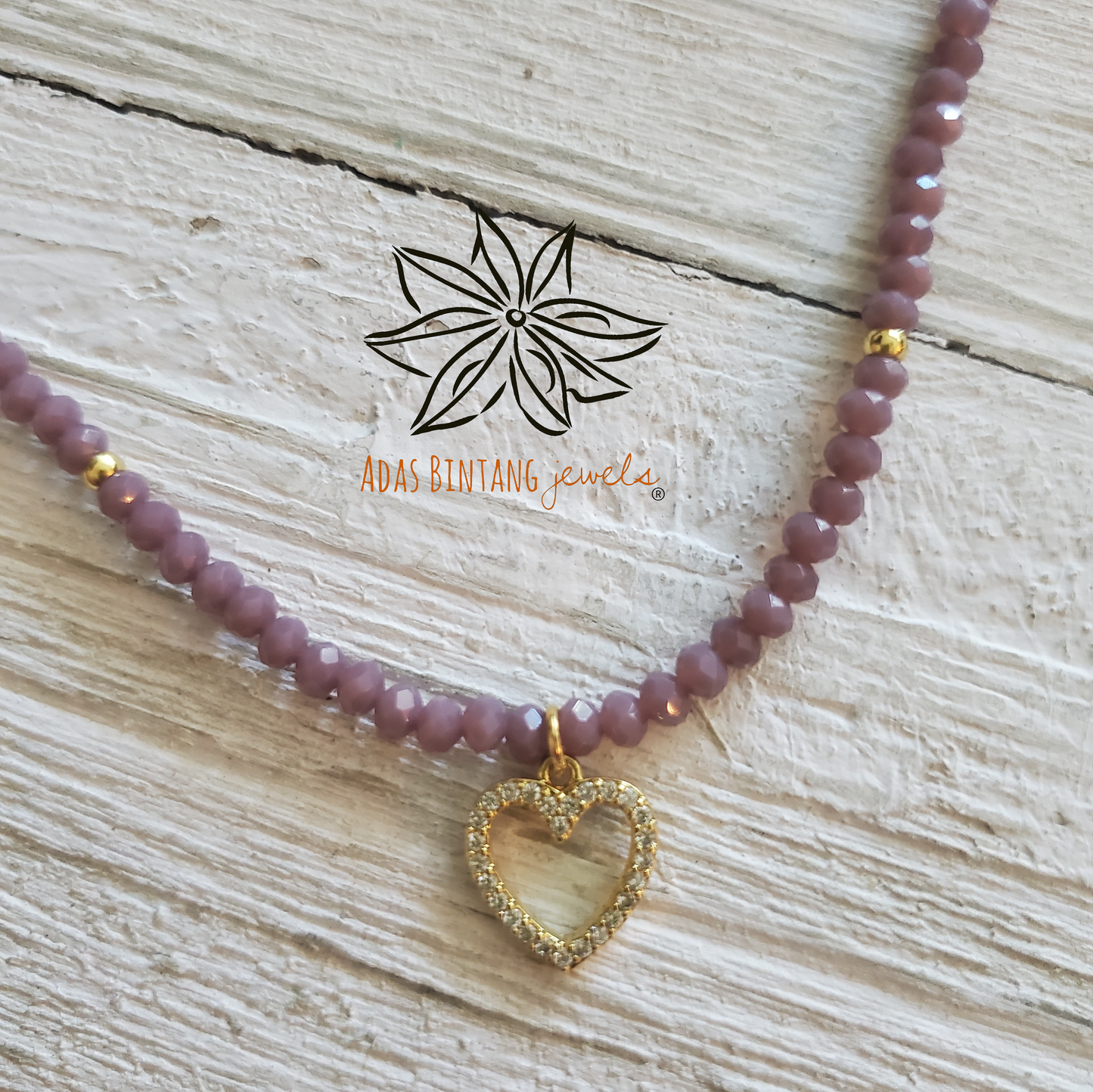 Bicone Glass Beads / Rose Alabaster Necklace