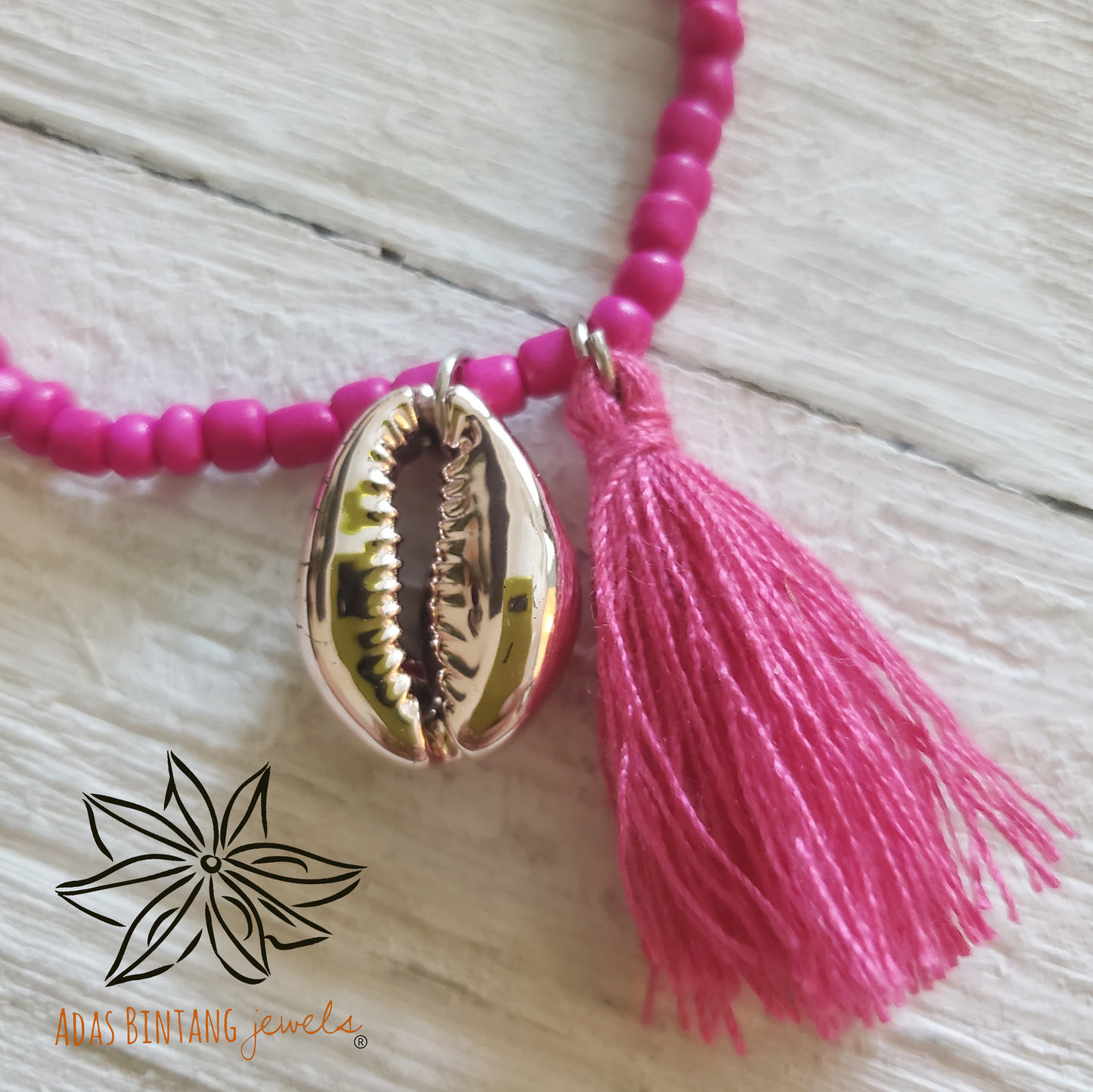 Pink Beads/Silver Buzio Bracelet Beach Collection